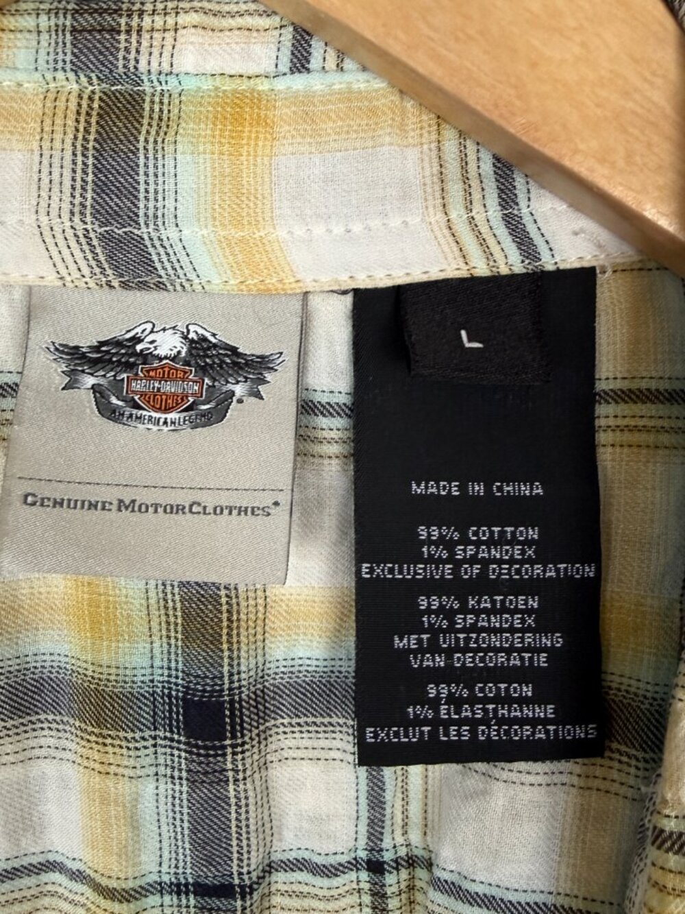 Harley-Davidson Women's Size L Graphic Shirt Cotton Button Up Plaid Long Sleeve - Picture 12 of 16